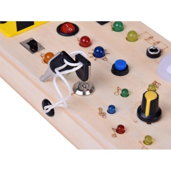 JOKO Drevená Montessori Elektrická Tabuľa, doska s LED svetlom