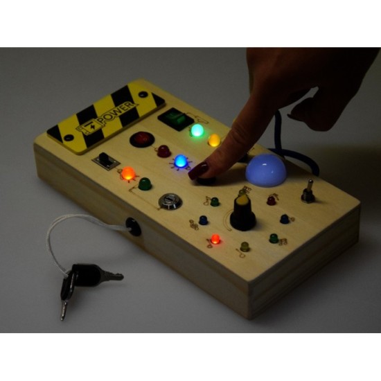 JOKO Drevená Montessori Elektrická Tabuľa, doska s LED svetlom