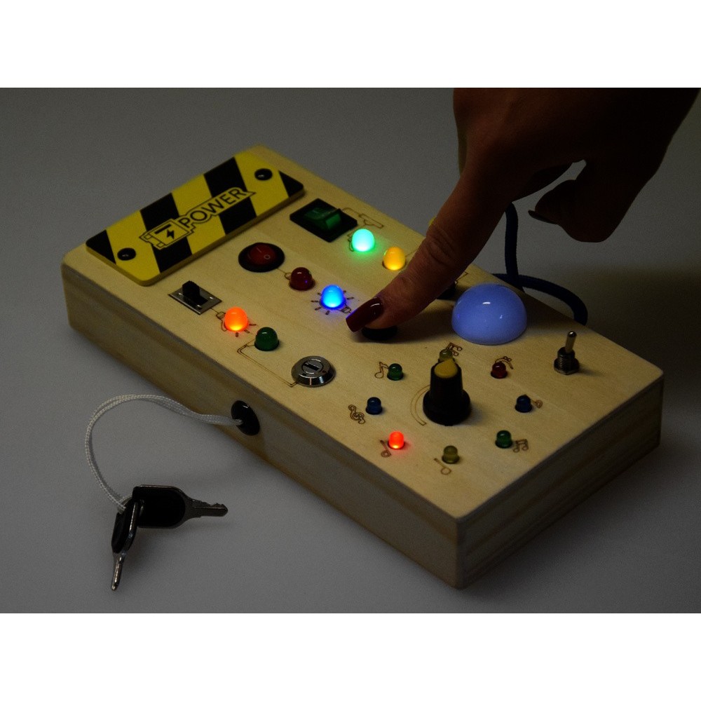 JOKO Drevená Montessori Elektrická Tabuľa, doska s LED svetlom