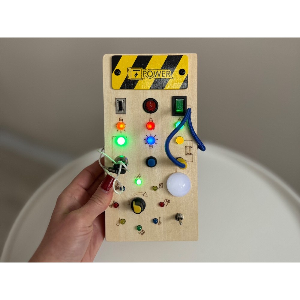 JOKO Drevená Montessori Elektrická Tabuľa, doska s LED svetlom