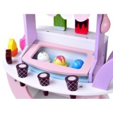 JOKO Detská Drevená Zmrzlináreň ICE CREAM, vozík so zmrzlinou + 8 druhov zmrzliny so suchým zipsom