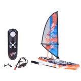 JOKO RC WINDSURFER plávajúci vo VODE na diaľkové ovládanie + Figúrka Windsurfera, nabíjačka, Led svetlo, modrý