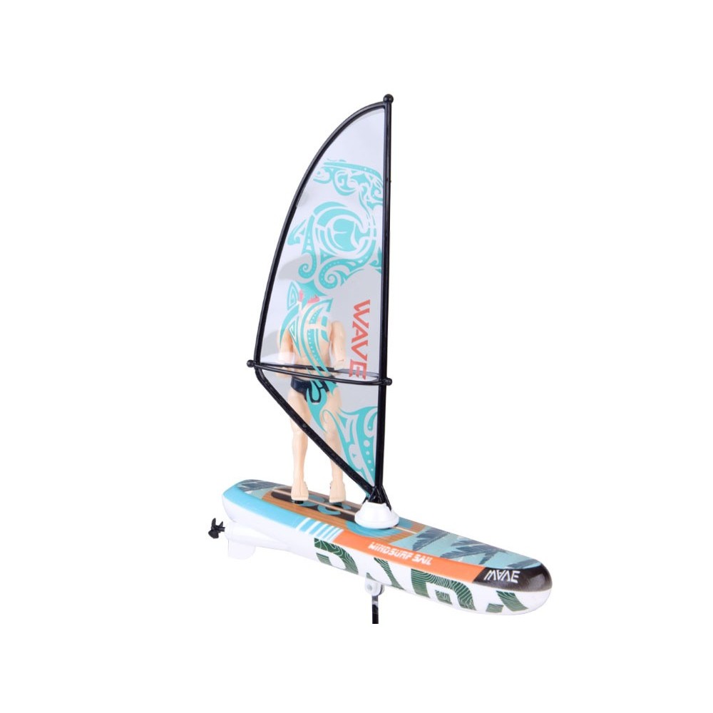 JOKO RC WINDSURFER plávajúci vo VODE na diaľkové ovládanie + Figúrka Windsurfera, nabíjačka, Led svetlo, zelený