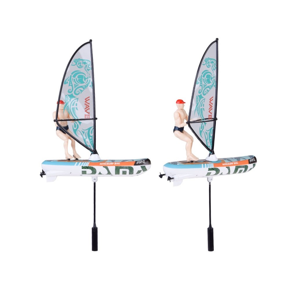 JOKO RC WINDSURFER plávajúci vo VODE na diaľkové ovládanie + Figúrka Windsurfera, nabíjačka, Led svetlo, zelený