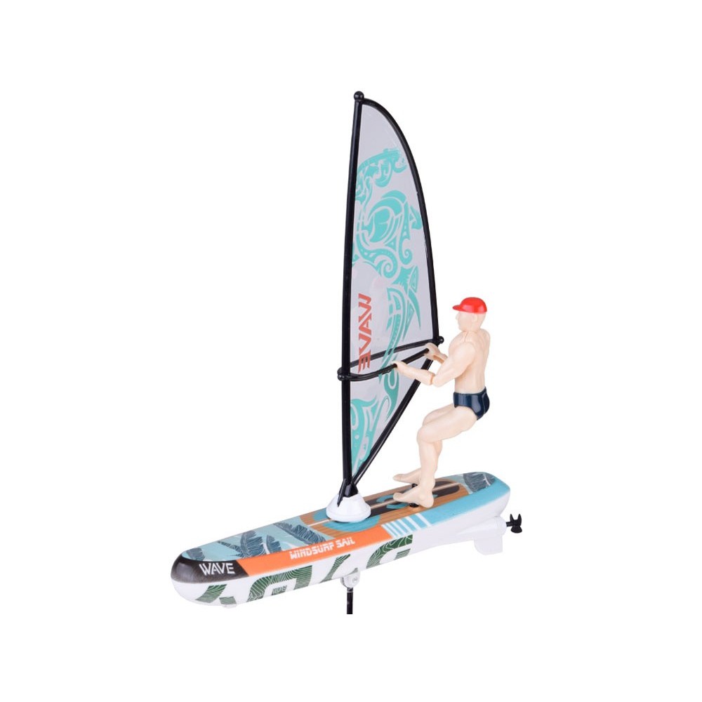 JOKO RC WINDSURFER plávajúci vo VODE na diaľkové ovládanie + Figúrka Windsurfera, nabíjačka, Led svetlo, zelený