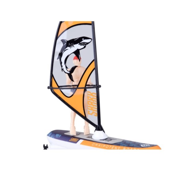 JOKO RC WINDSURFER plávajúci vo VODE na diaľkové ovládanie + Figúrka Windsurfera, nabíjačka, Led svetlo, žltý