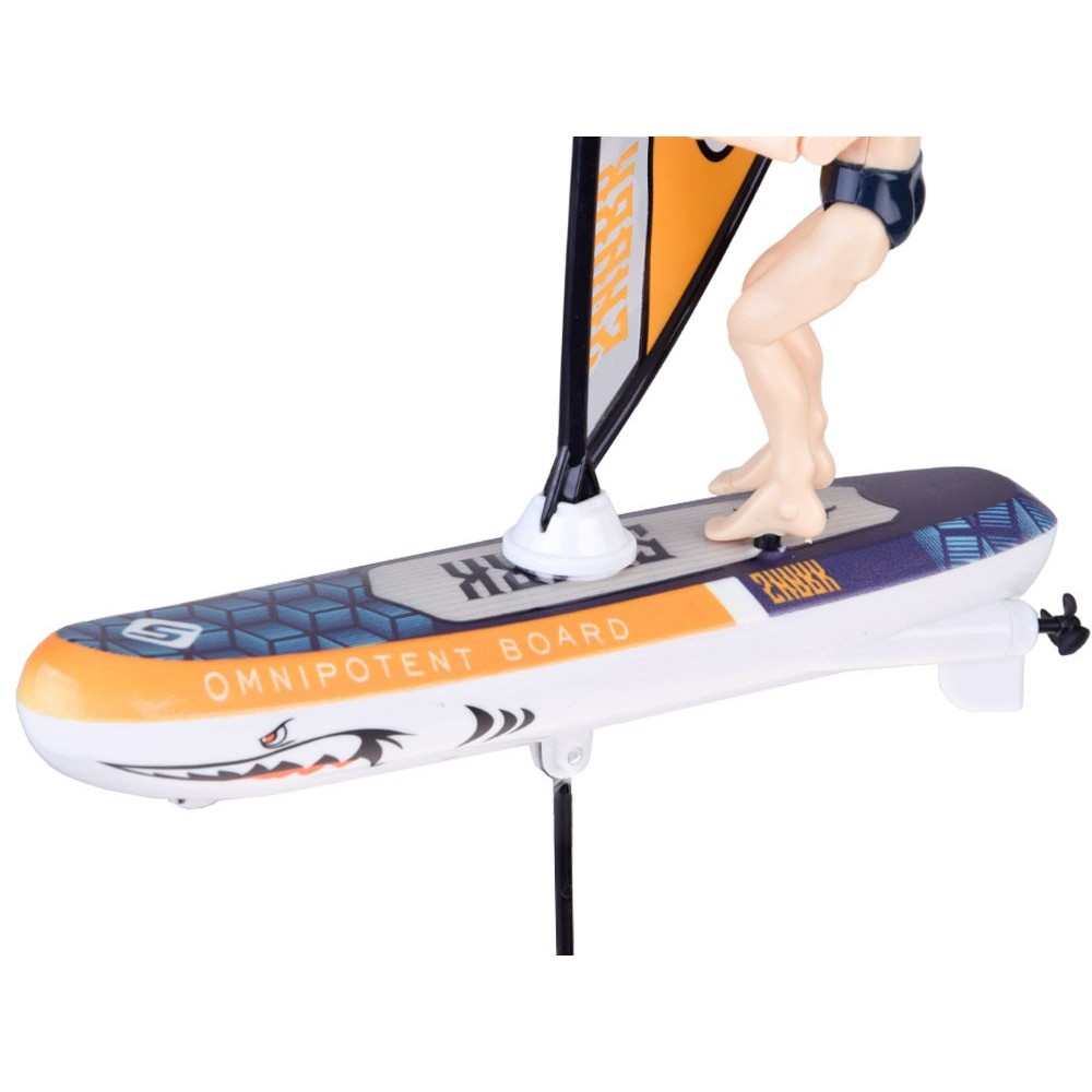 JOKO RC WINDSURFER plávajúci vo VODE na diaľkové ovládanie + Figúrka Windsurfera, nabíjačka, Led svetlo, žltý