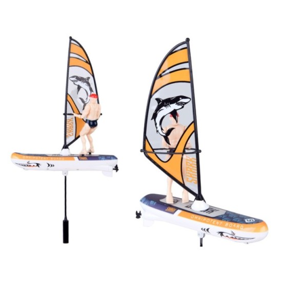JOKO RC WINDSURFER plávajúci vo VODE na diaľkové ovládanie + Figúrka Windsurfera, nabíjačka, Led svetlo, žltý