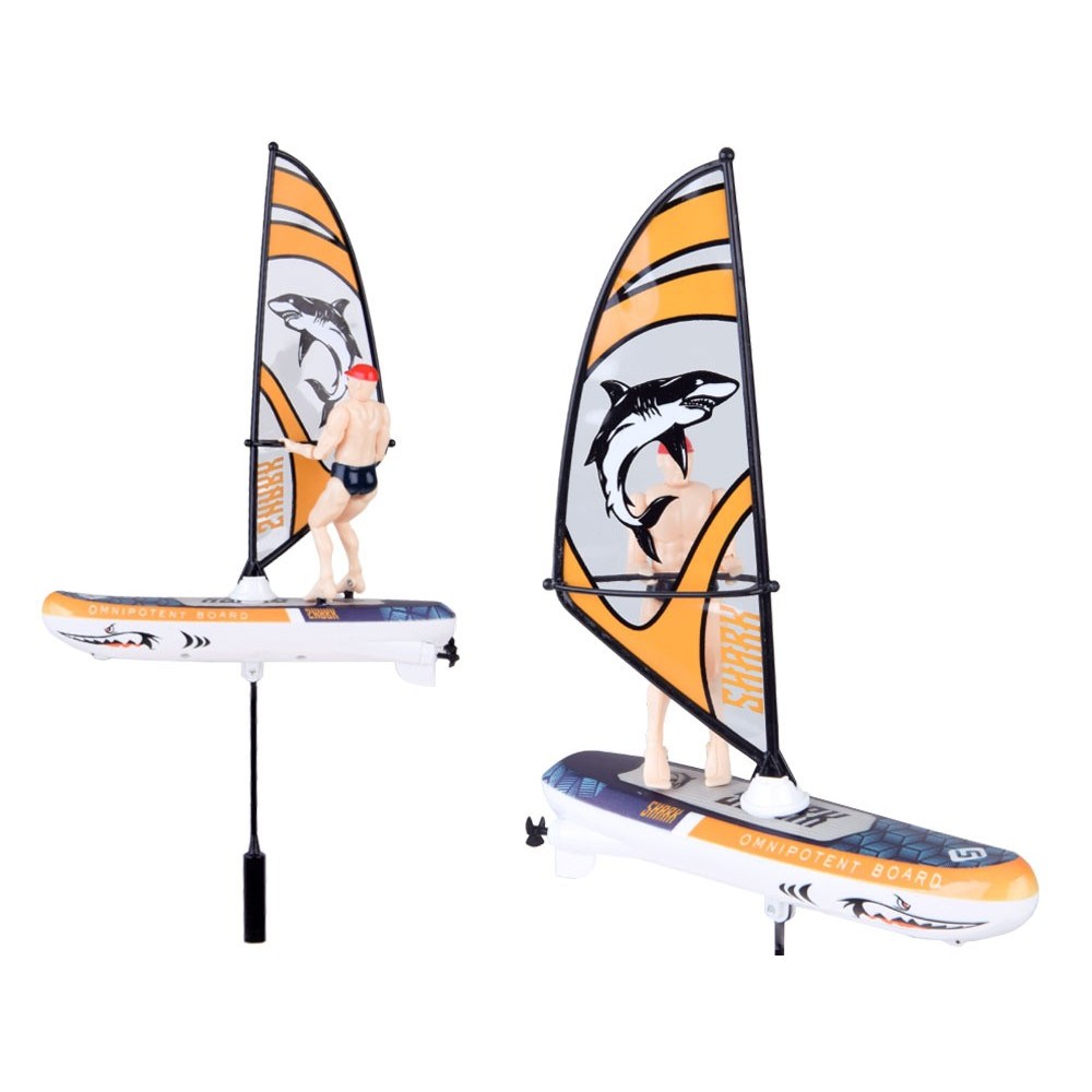 JOKO RC WINDSURFER plávajúci vo VODE na diaľkové ovládanie + Figúrka Windsurfera, nabíjačka, Led svetlo, žltý