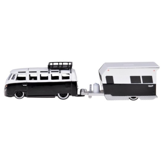 Maisto Sada Kovový Model Auto Volkswagen VAN Samba s Obytným Prívesom 1:64