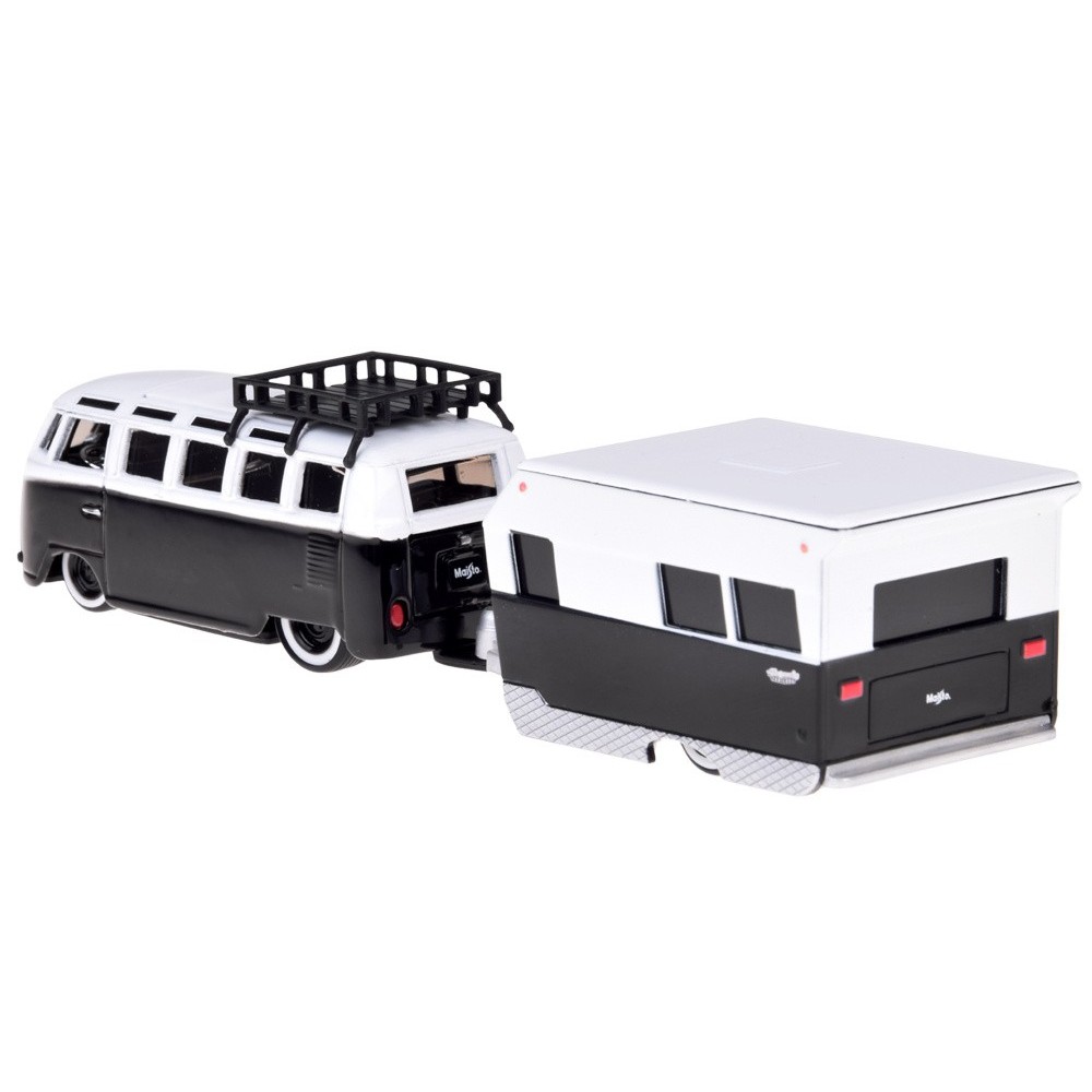 Maisto Sada Kovový Model Auto Volkswagen VAN Samba s Obytným Prívesom 1:64