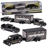 Maisto Sada 3v1 Kovové auto 1:64 Mercedes-Benz G 1988 a Kovové auto BMW M3 E30 s Prívesom, čierne