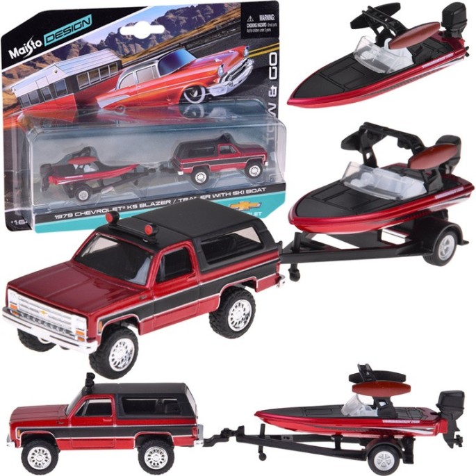 Maisto Kovové Auto Chevrolet K5 Blazer s prívesom a člnom 1:64