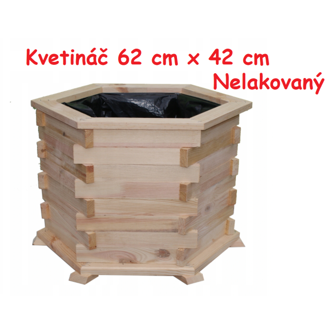 MKSTOR Drevený kvetináč z masívu 62x42cm, natural