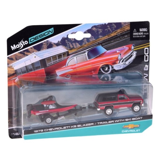 Maisto Kovové Auto Chevrolet K5 Blazer s prívesom a člnom 1:64