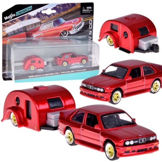 Maisto, Kovový licenciovaný model BMW M3 1988 s prívesom, 1:64