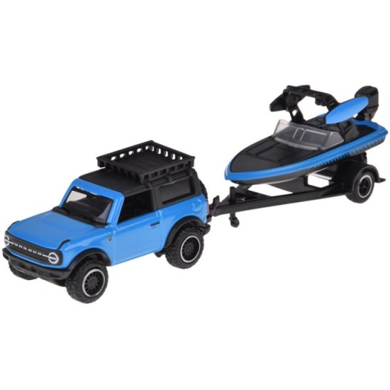 Maisto Kovové Auto Ford Bronco 2021 a príves s člnom 1:64