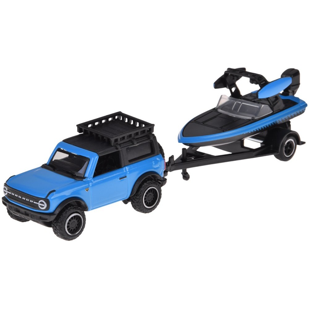 Maisto Kovové Auto Ford Bronco 2021 a príves s člnom 1:64