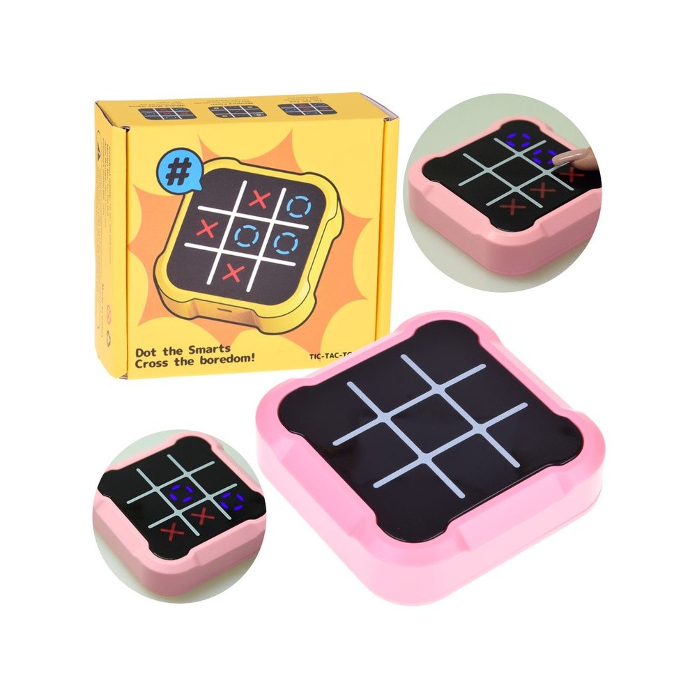 JOKO Pamäťová Elektronická hra 4v1 piškvôrky, pexeso, Tic Tac Toe, ružová