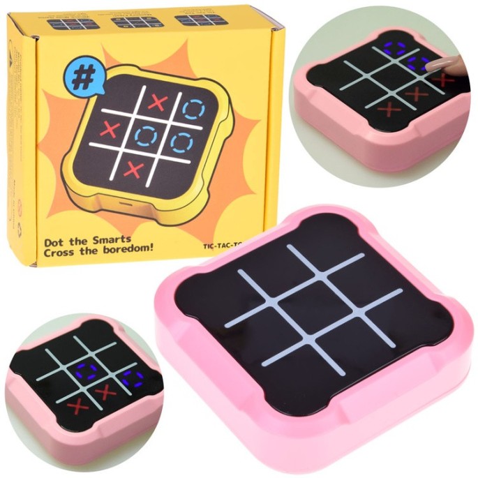 JOKO Pamäťová Elektronická hra 4v1 piškvôrky, pexeso, Tic Tac Toe, ružová
