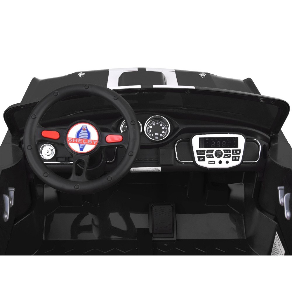 JOKO Elektrické autíčko Shelby GT 350 Klasik pre 2 deti, 2x200W 24V, dvojmiestne kožené sedadlo, nosnsosť 50kg, penové kolesá, č