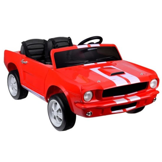 JOKO Elektrické autíčko Shelby GT 350 Klasik pre 2 deti, 2x200W 24V, dvojmiestne kožené sedadlo, nosnsosť 50kg, penové kolesá, č