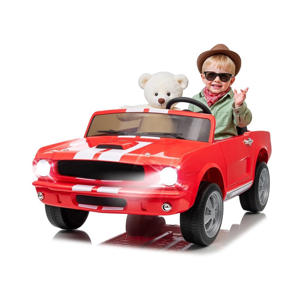 JOKO Elektrické autíčko Shelby GT 350 Klasik pre 2 deti, 2x200W 24V, dvojmiestne kožené sedadlo, nosnsosť 50kg, penové kolesá, č