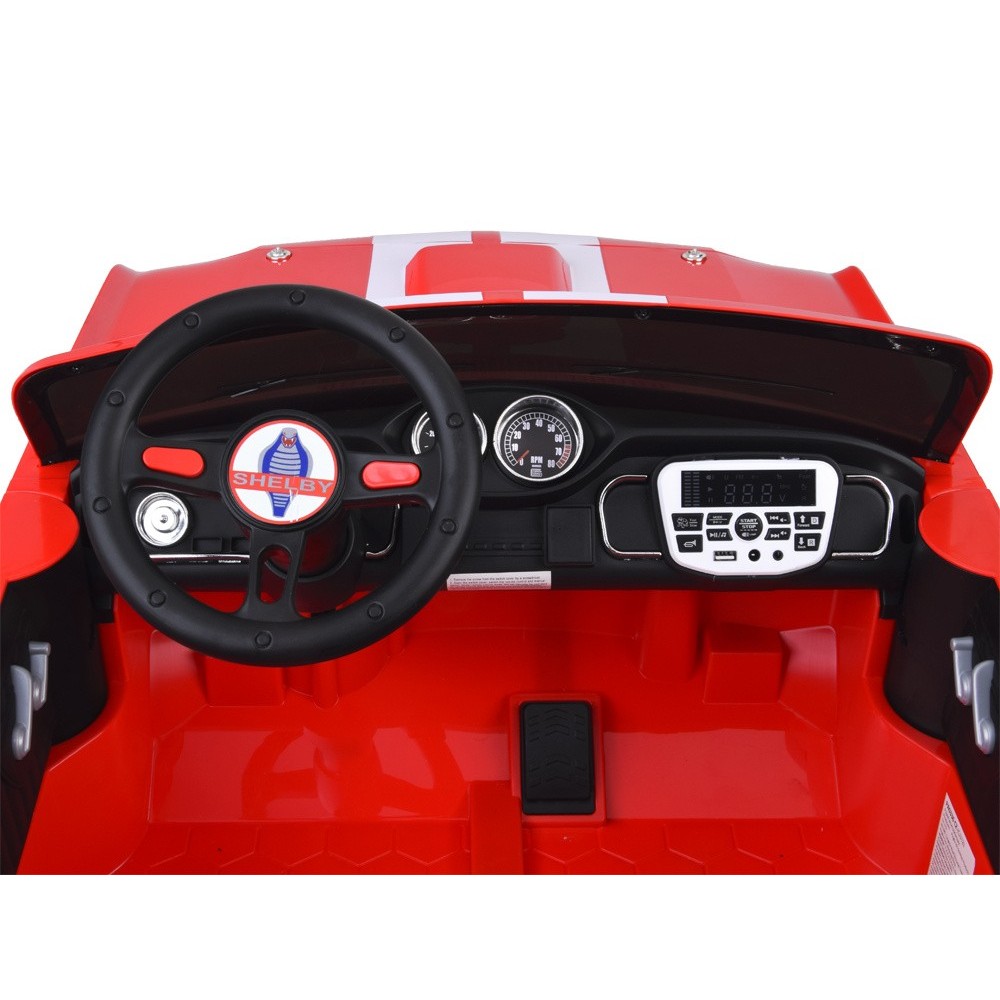 JOKO Elektrické autíčko Shelby GT 350 Klasik pre 2 deti, 2x200W 24V, dvojmiestne kožené sedadlo, nosnsosť 50kg, penové kolesá, č