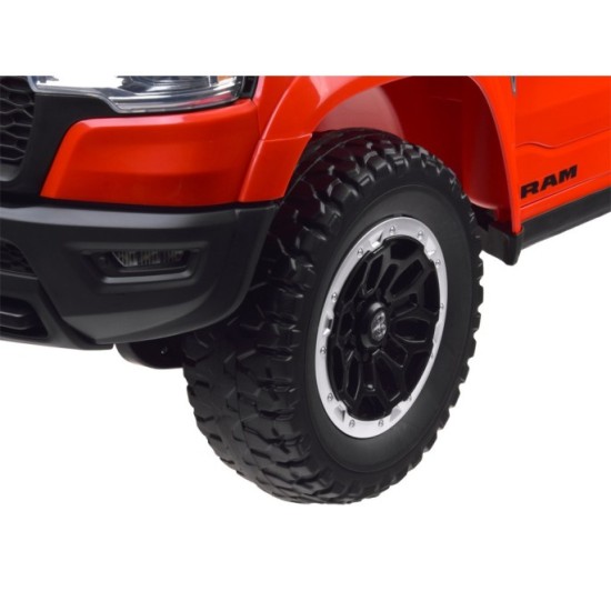 JOKO Elektrické autíčko RAM Pick-Up, penové kolesá, kožené sedadlo, červené