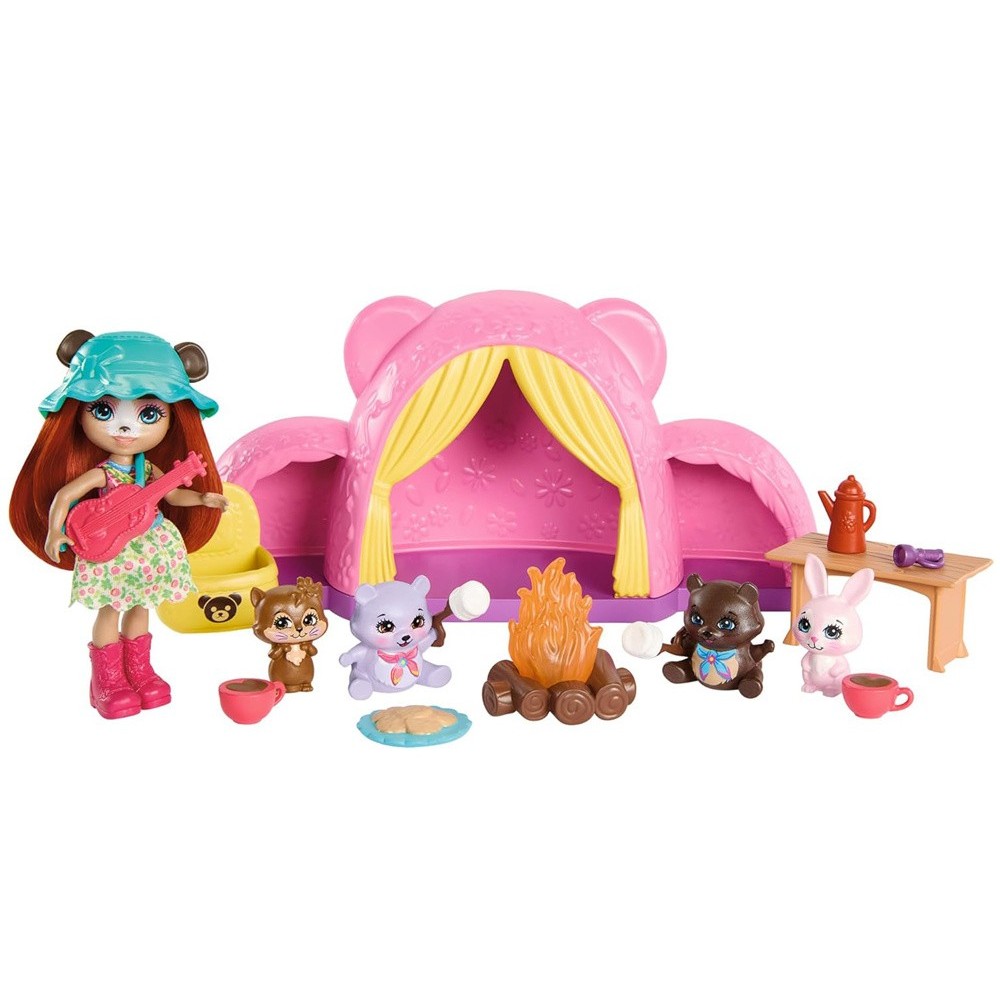 Mattel Enchantimals Sada Stanovania Výlet pod Stan, kemping bábika medveď ZA5995
