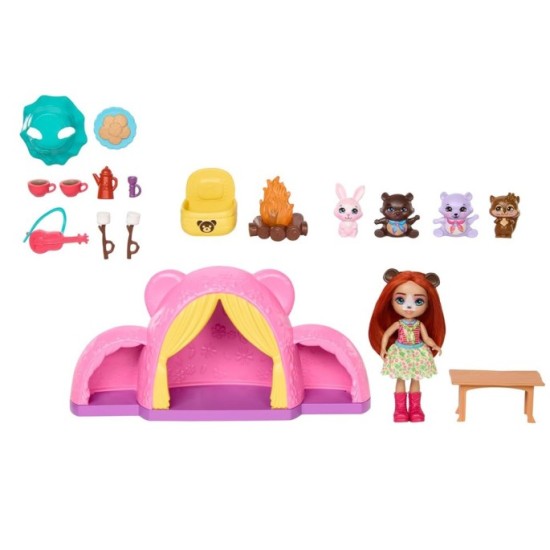 Mattel Enchantimals Sada Stanovania Výlet pod Stan, kemping bábika medveď ZA5995