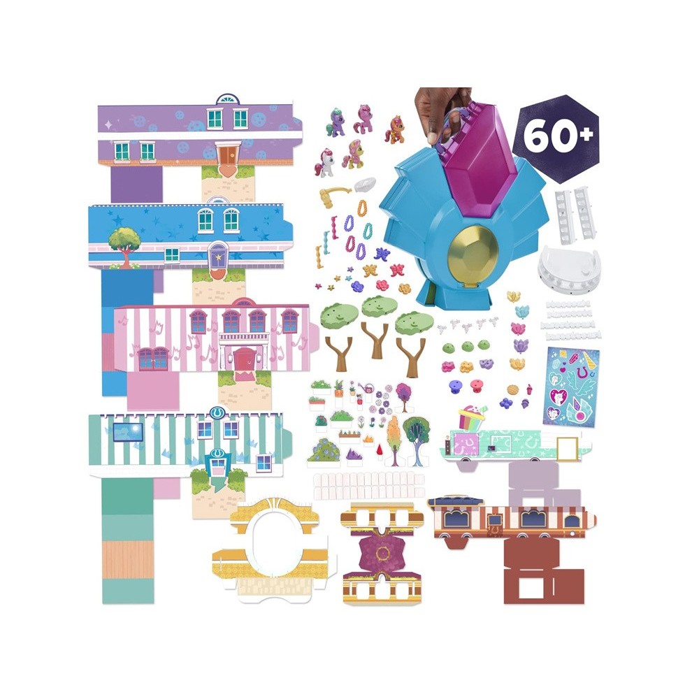 HASBRO My Little Pony Mini World Magic Crystal, Rozkladací, Kryštáľový domček s poníkmi, sada v kufríku 55ks + Farbu meniace kve