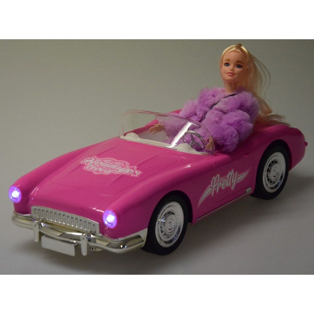 JOKO RC Auto Kabriolet Cadillac s Bábikou, na diaľkové ovládanie so svetlom a zvukom, ružové