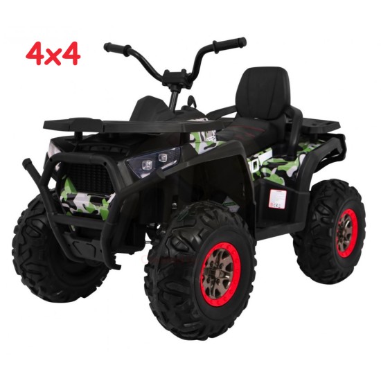 JOKO Elektrická štvorkolka 4x4 ATV Desert, penové kolesá, kožené sedadlo, maskáčová