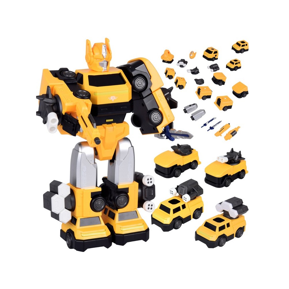 JOKO Transformer Figúrka Magnetický Robot 31cm 2v1 so svetlom na batérie, žltý