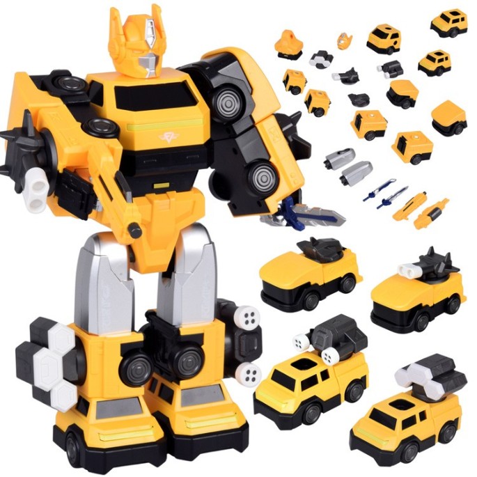 JOKO Transformer Figúrka Magnetický Robot 31cm 2v1 so svetlom na batérie, žltý