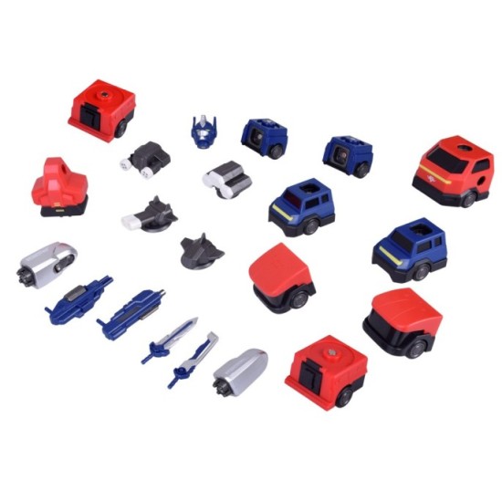 JOKO Transformer Figúrka Magnetický Robot 31cm 2v1 so svetlom na batérie, modro-červený