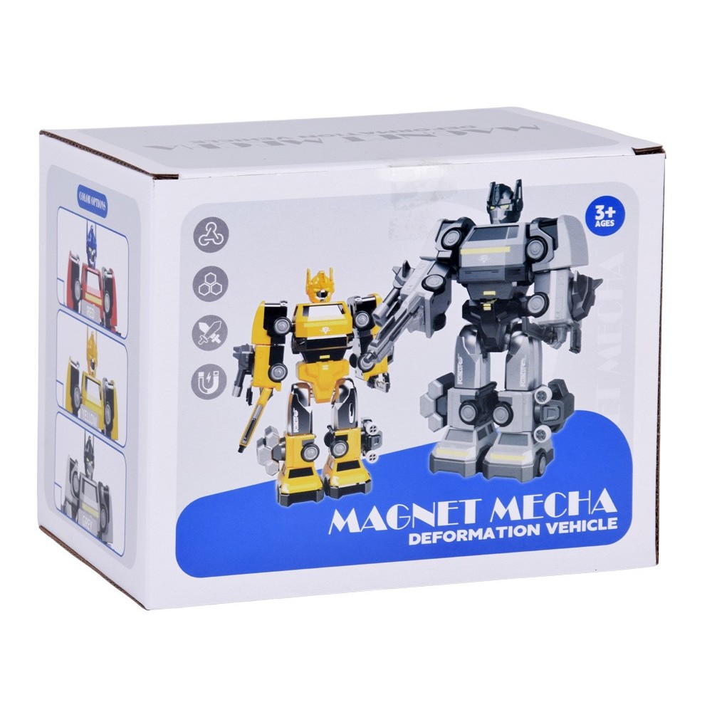 JOKO Transformer Figúrka Magnetický Robot 31cm 2v1 so svetlom na batérie, modro-červený