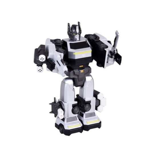 JOKO Transformer Figúrka Magnetický Robot 31cm 2v1 so svetlom na batérie, bielo-strieborný
