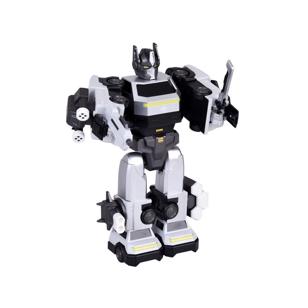 JOKO Transformer Figúrka Magnetický Robot 31cm 2v1 so svetlom na batérie, bielo-strieborný