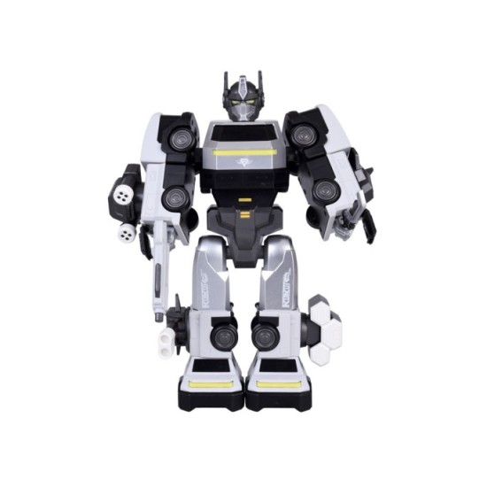 JOKO Transformer Figúrka Magnetický Robot 31cm 2v1 so svetlom na batérie, bielo-strieborný
