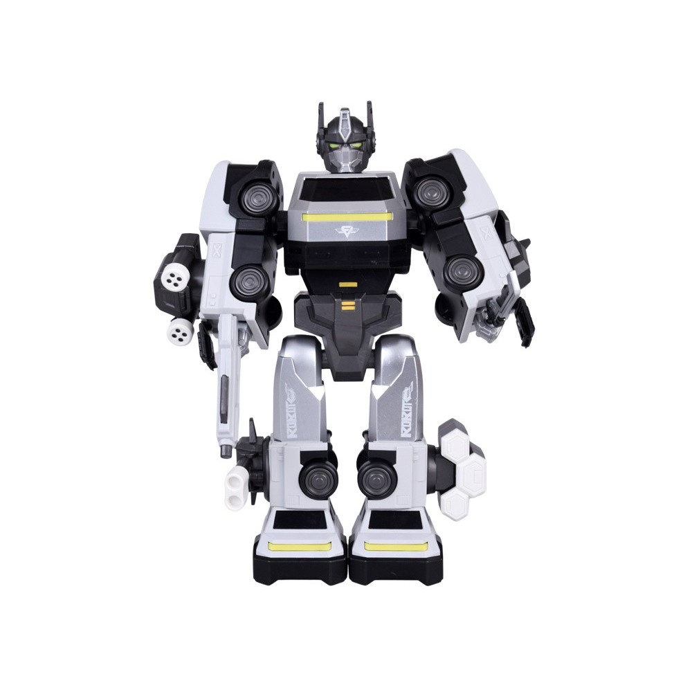 JOKO Transformer Figúrka Magnetický Robot 31cm 2v1 so svetlom na batérie, bielo-strieborný