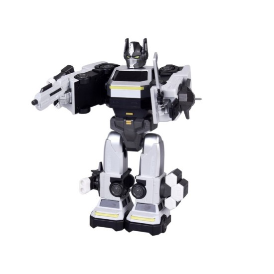 JOKO Transformer Figúrka Magnetický Robot 31cm 2v1 so svetlom na batérie, bielo-strieborný