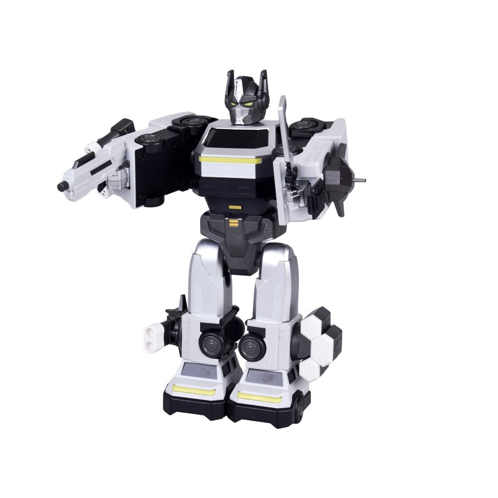 JOKO Transformer Figúrka Magnetický Robot 31cm 2v1 so svetlom na batérie, bielo-strieborný