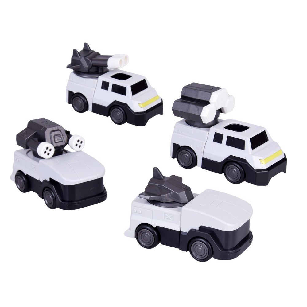 JOKO Transformer Figúrka Magnetický Robot 31cm 2v1 so svetlom na batérie, bielo-strieborný