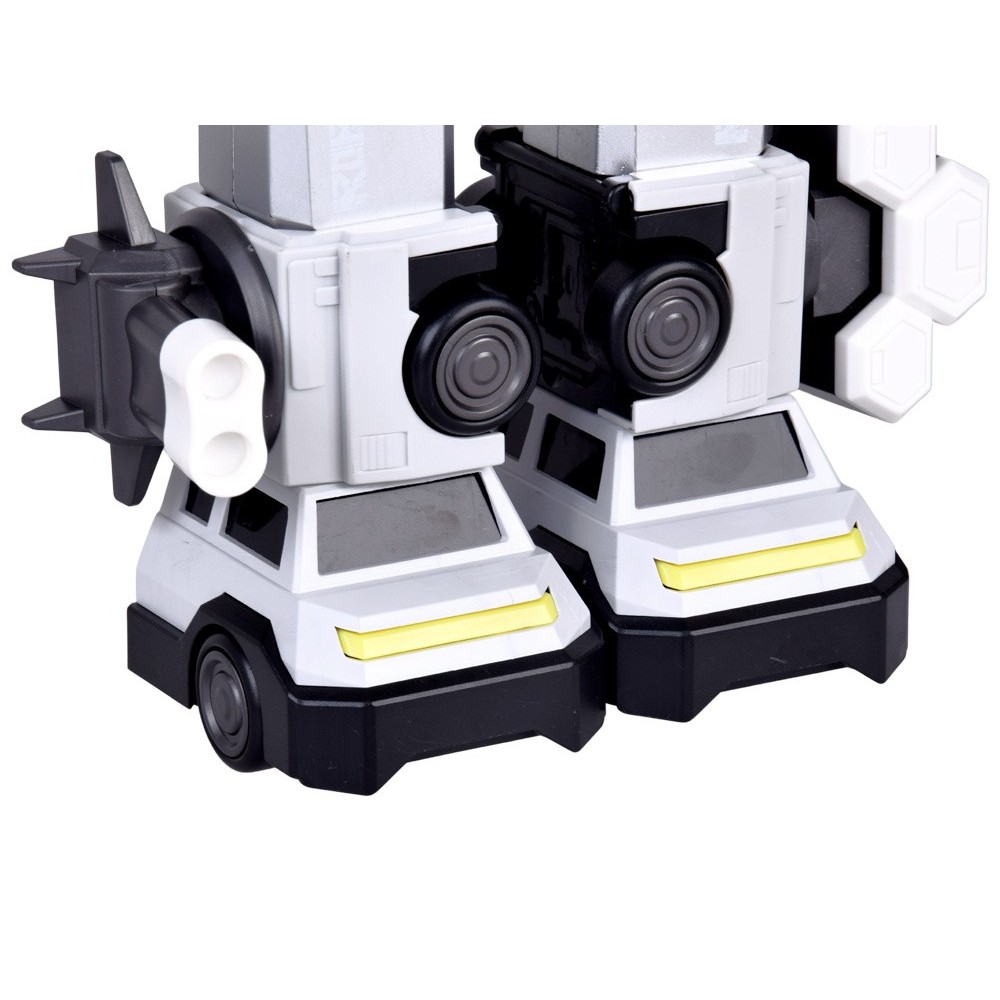 JOKO Transformer Figúrka Magnetický Robot 31cm 2v1 so svetlom na batérie, bielo-strieborný