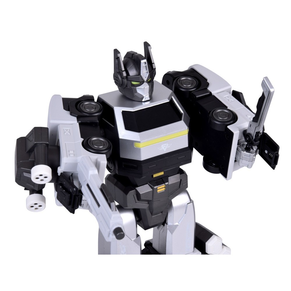 JOKO Transformer Figúrka Magnetický Robot 31cm 2v1 so svetlom na batérie, bielo-strieborný