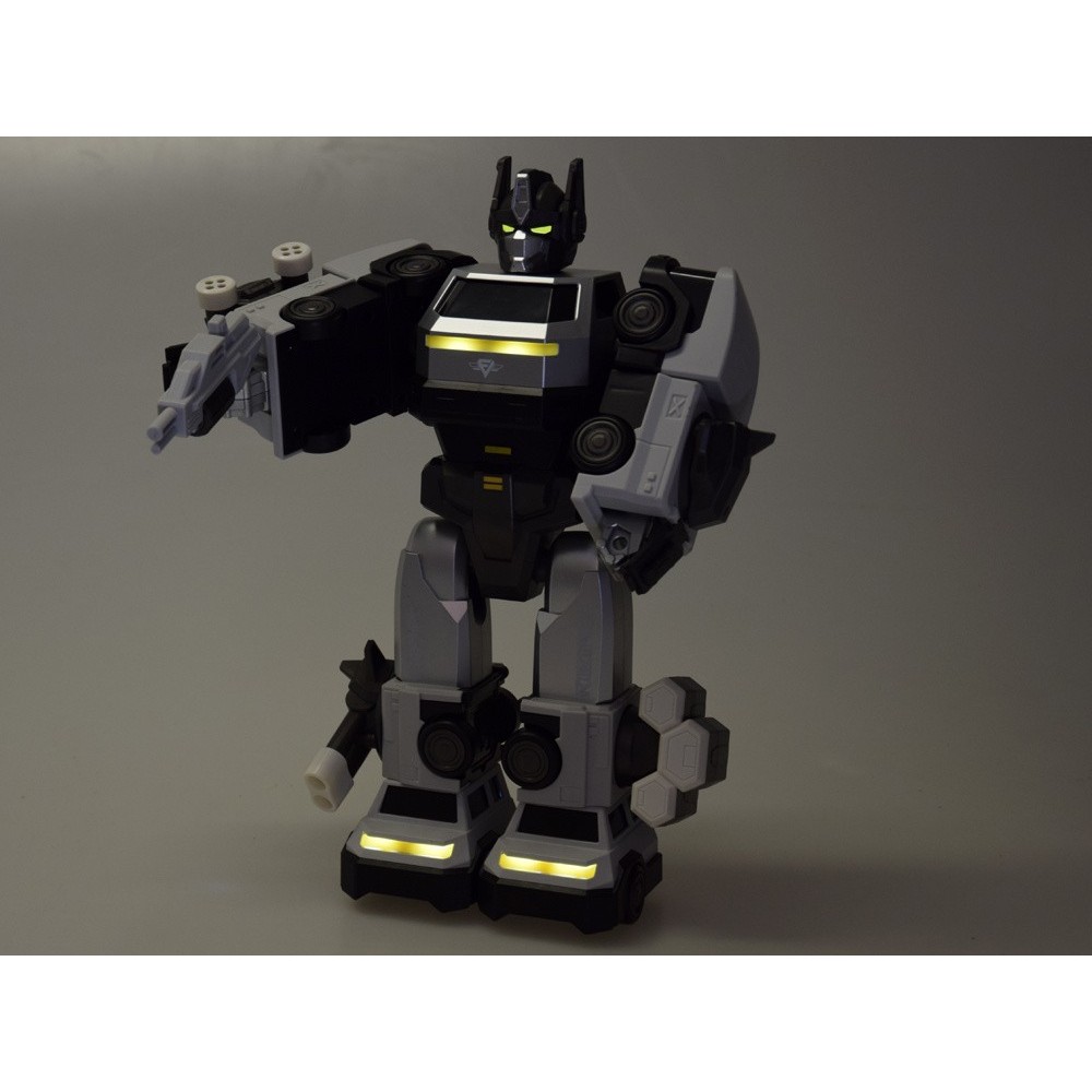 JOKO Transformer Figúrka Magnetický Robot 31cm 2v1 so svetlom na batérie, bielo-strieborný