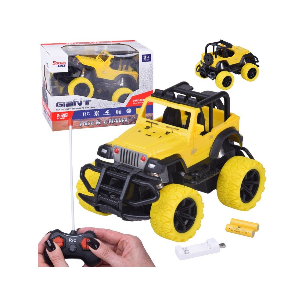 JOKO RC Auto Jeep Off-Road na diaľkové ovládanie 1:36 + nabíjačka, žlté