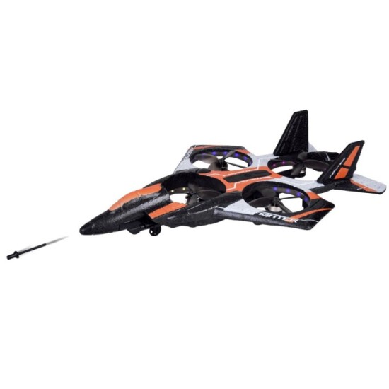 JOKO RC Dron Combat s Raketovým odpaľovačom, ovládanie rukavicou alebo diaľkovým ovládaním s Funkciou Streľby, oranžový
